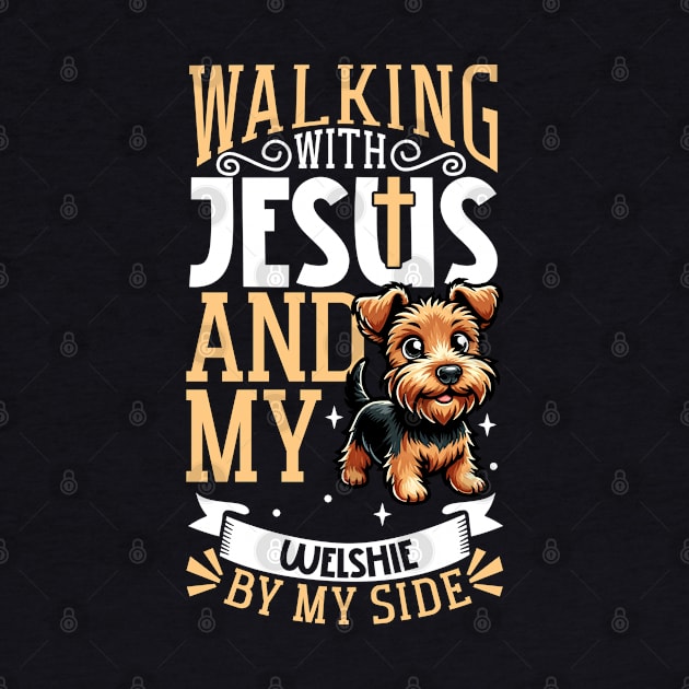 Jesus and dog - Welsh Terrier by Modern Medieval Design